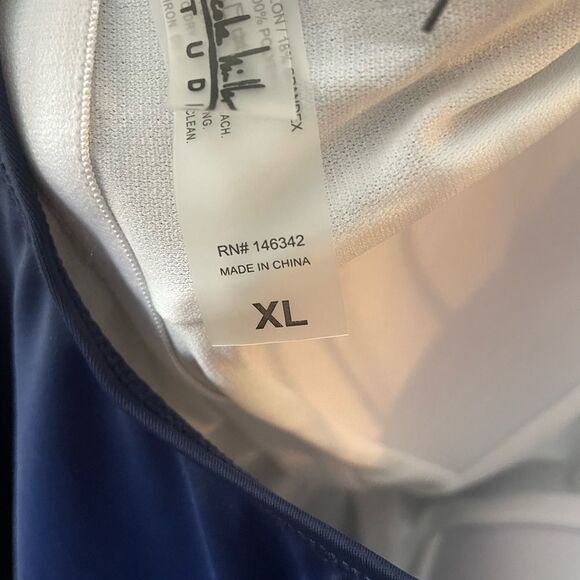 Nicole Miller 1 pc Peacock Navy Blue Scoop Back Bathing Suit NWT Women's Size XL - Picture 7 of 8